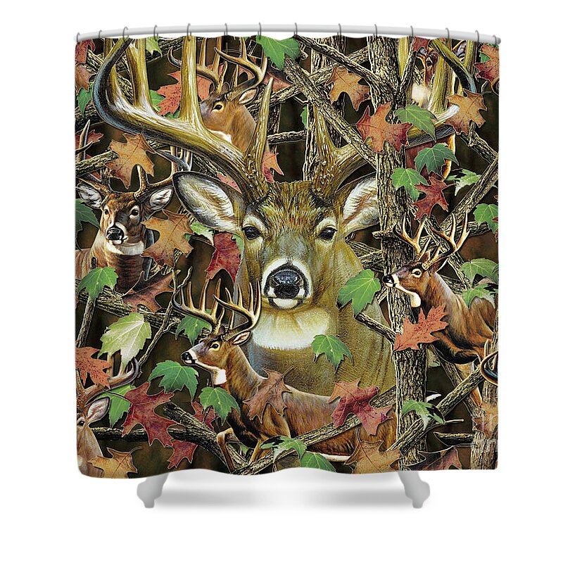 Jq Licensing Shower Curtain featuring the painting Deer Camo by JQ Licensing Cynthie Fisher