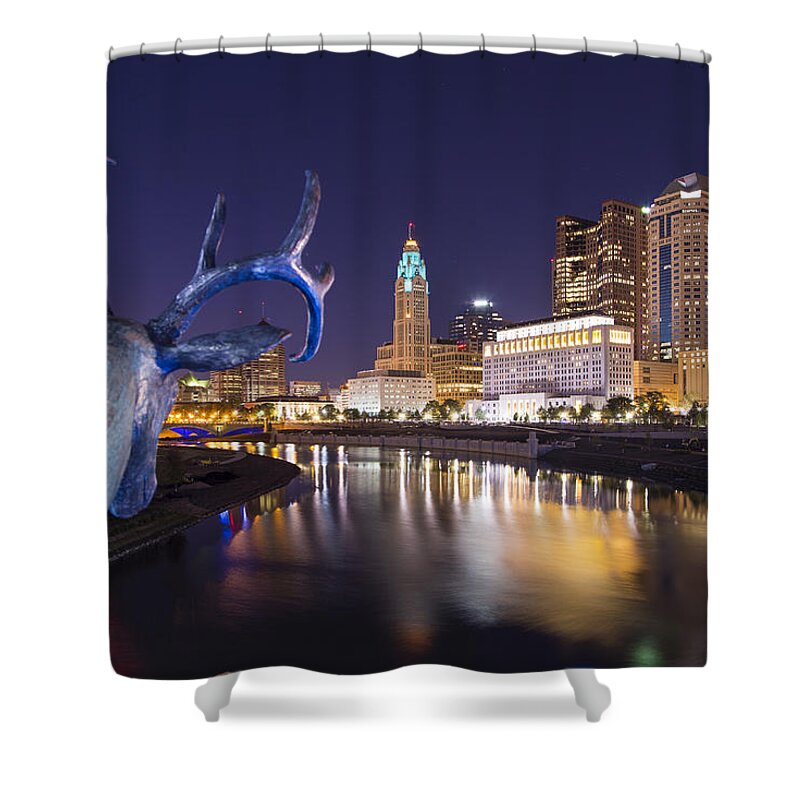 Scioto Shower Curtain featuring the photograph Deer View Columbus by Alan Raasch