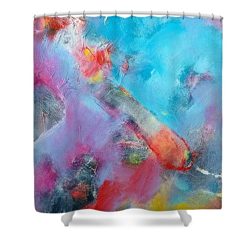 Abstract Art Shower Curtain featuring the painting Deliberate.. by Mira Satryan