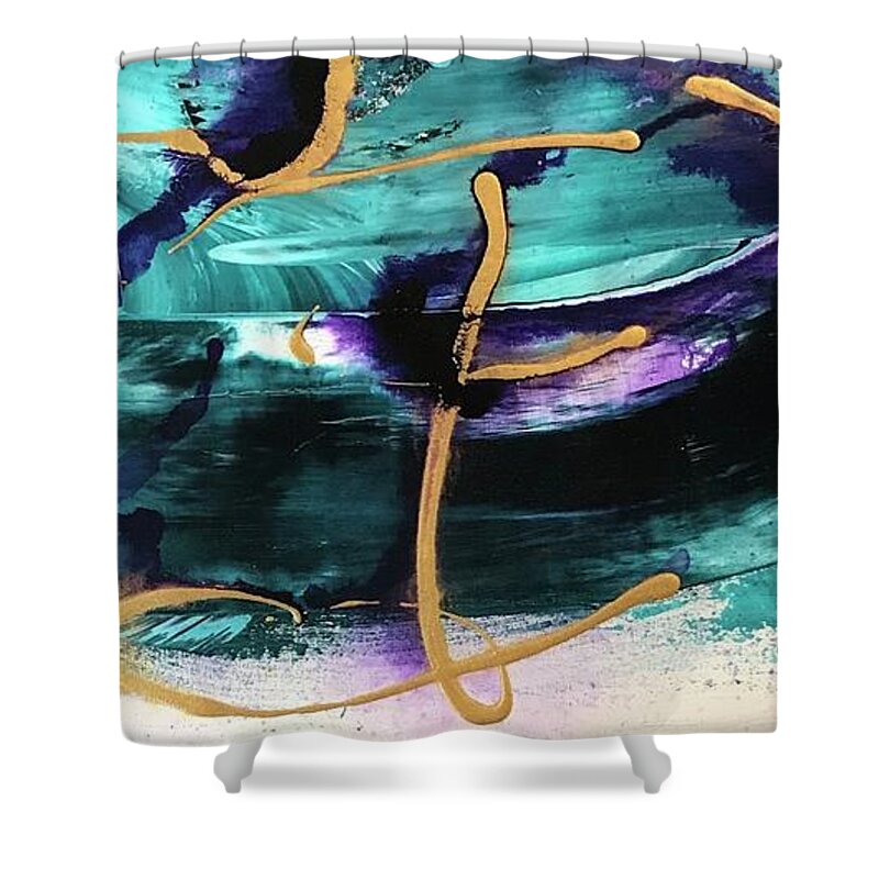 Dyptich Shower Curtain featuring the painting Delight I by Laura Jaffe