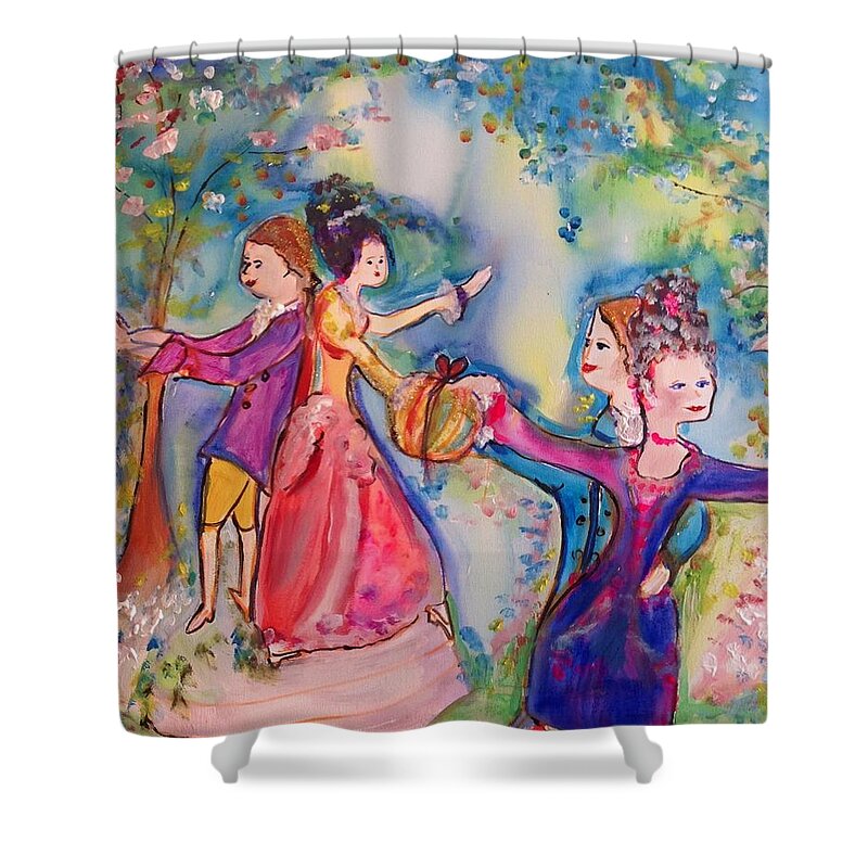 Company Shower Curtain featuring the painting Delightful company by Judith Desrosiers