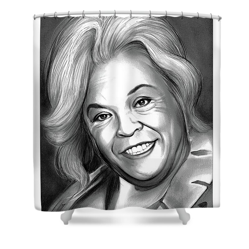 Tribute Shower Curtain featuring the drawing Della Reese by Greg Joens