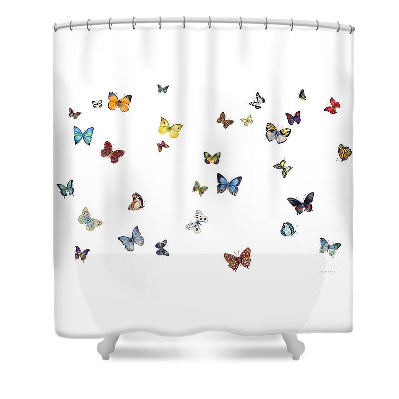 Butterflies Shower Curtain featuring the painting Delphine by Amy Kirkpatrick