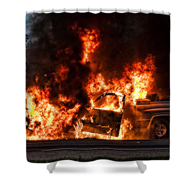 Fire Shower Curtain featuring the photograph Demon Released by Christopher Holmes