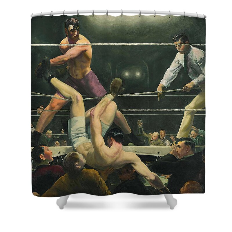 Boxing Shower Curtain featuring the painting Dempsey and Firpo Boxing - George Bellows by War Is Hell Store