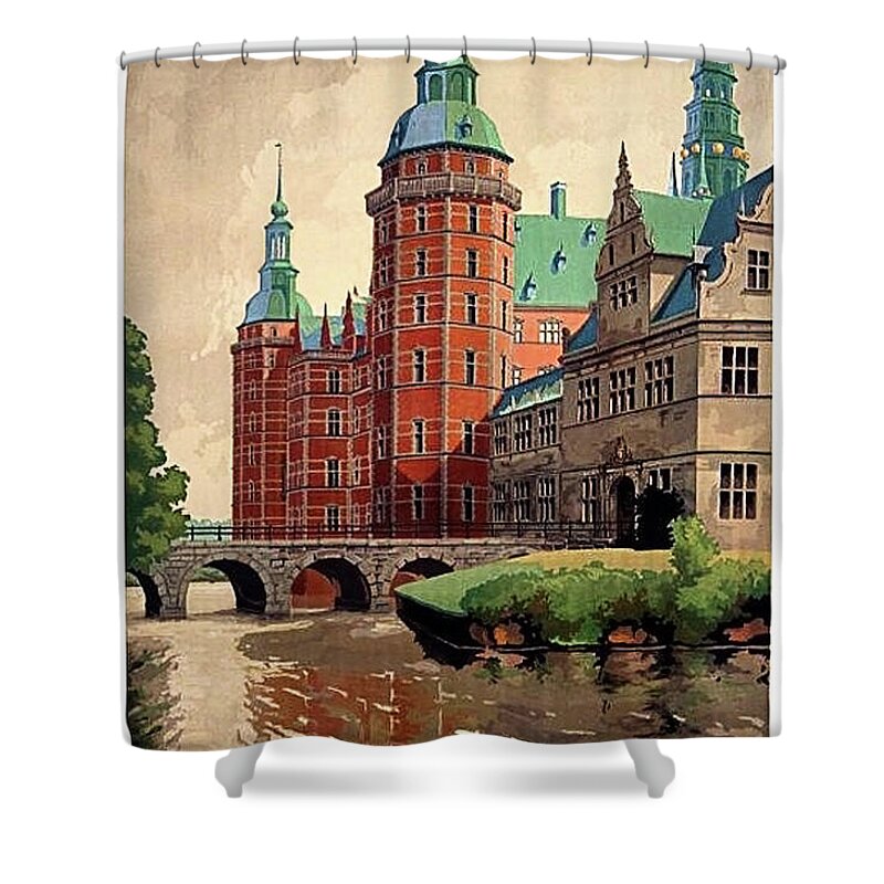 Denmark Shower Curtain featuring the painting Denmark, castle, romance of the middle ages poster by Long Shot