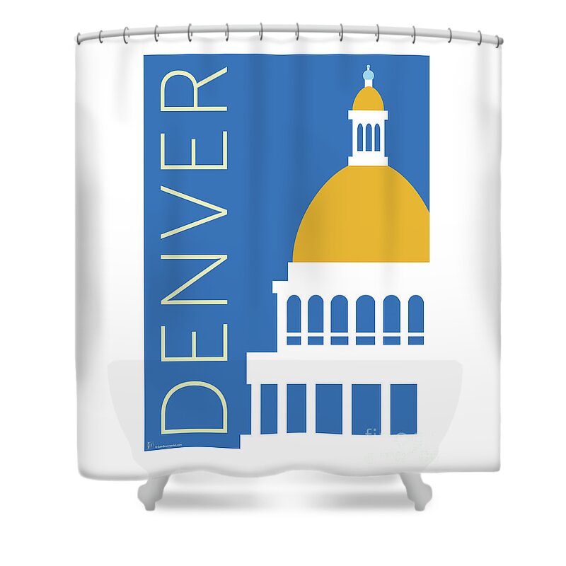 Denver Shower Curtain featuring the digital art DENVER Capitol/Blue by Sam Brennan