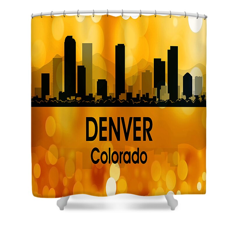 Denver Shower Curtain featuring the digital art Denver CO 3 Vertical by Angelina Tamez