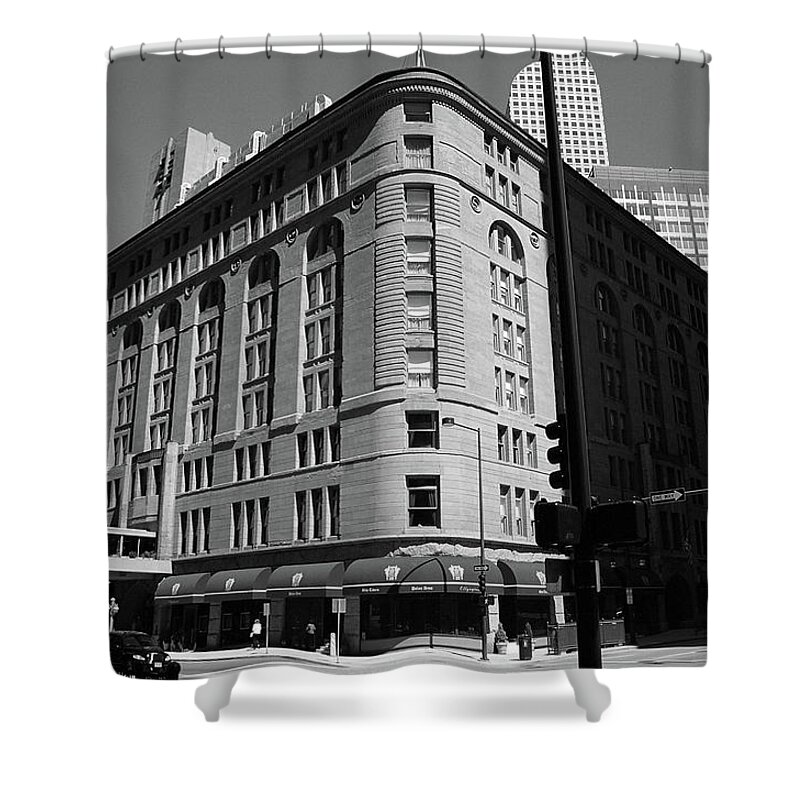 America Shower Curtain featuring the photograph Denver Downtown BW by Frank Romeo