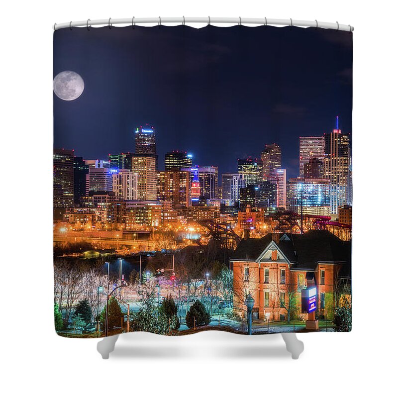 Moon Shower Curtain featuring the photograph Denver Moon by Darren White