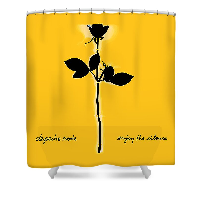 Depeche Mode Shower Curtain featuring the digital art Enjoy The Silence Yellow by Luc Lambert