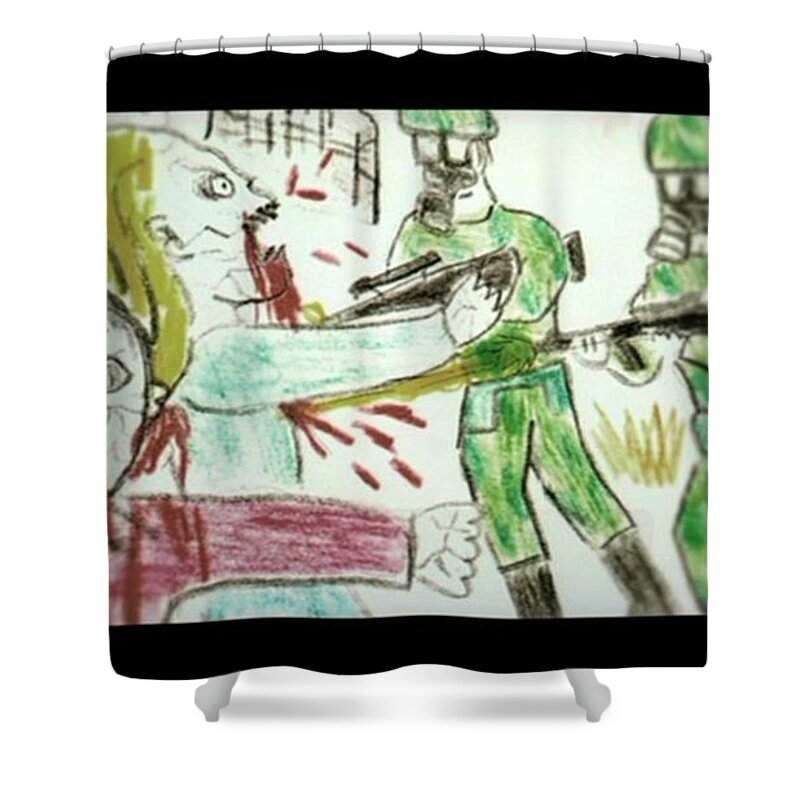 Descendents Shower Curtain featuring the digital art Descendents by Maye Loeser