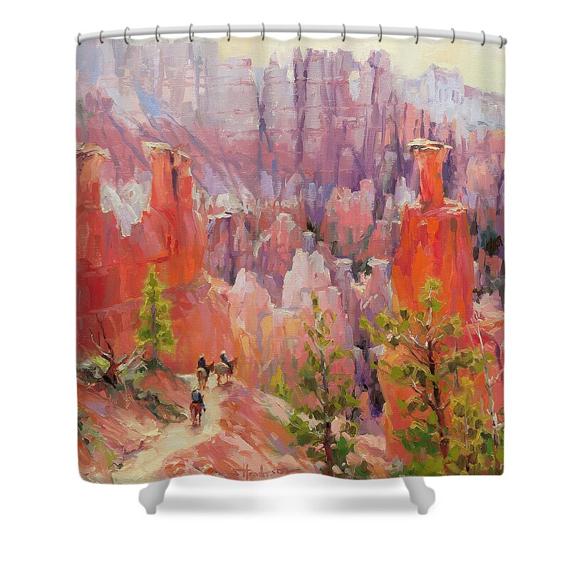 Southwest Shower Curtain featuring the painting Descent into Bryce by Steve Henderson