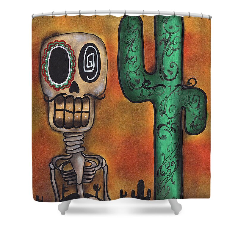 Day Of The Dead Shower Curtain featuring the painting Desert by Abril Andrade