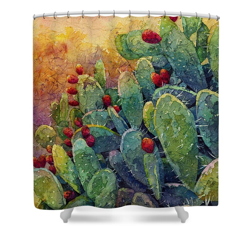 Cactus Shower Curtain featuring the painting Desert Gems 2 by Hailey E Herrera