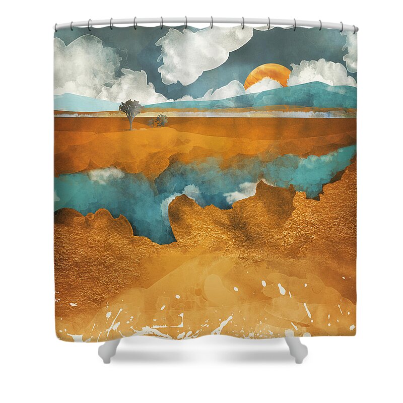 Desert Shower Curtain featuring the digital art Desert Lake by Spacefrog Designs