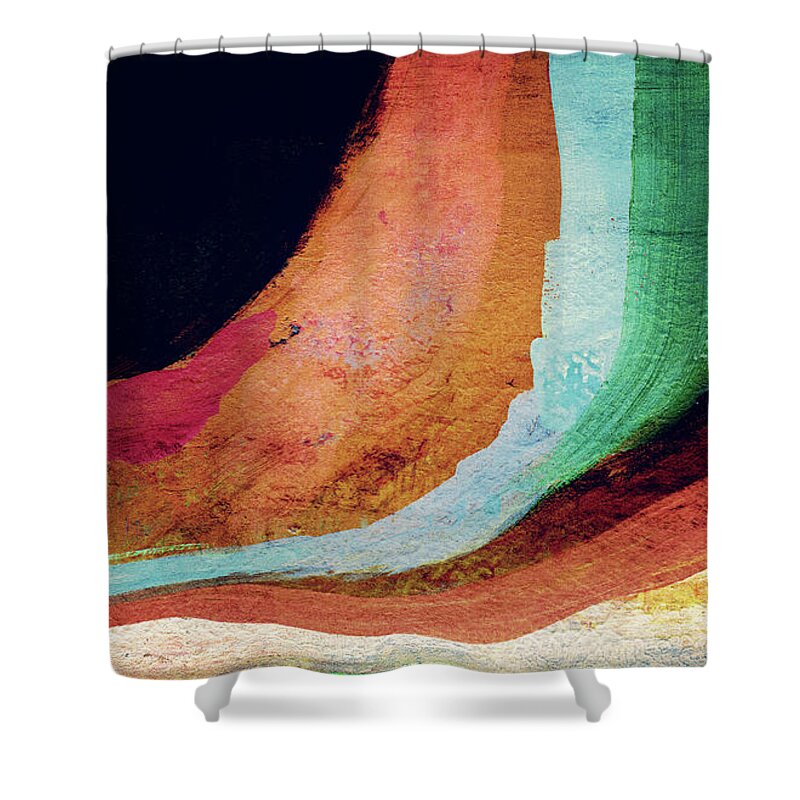 Abstract Shower Curtain featuring the painting Desert Night-Abstract Art by Linda Woods by Linda Woods