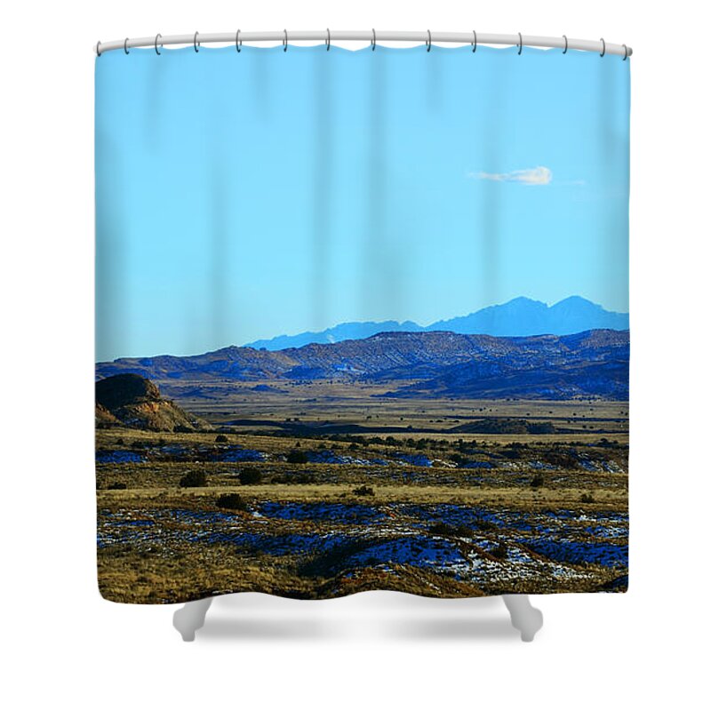 Southwest Landscape Shower Curtain featuring the photograph Desert range by Robert WK Clark