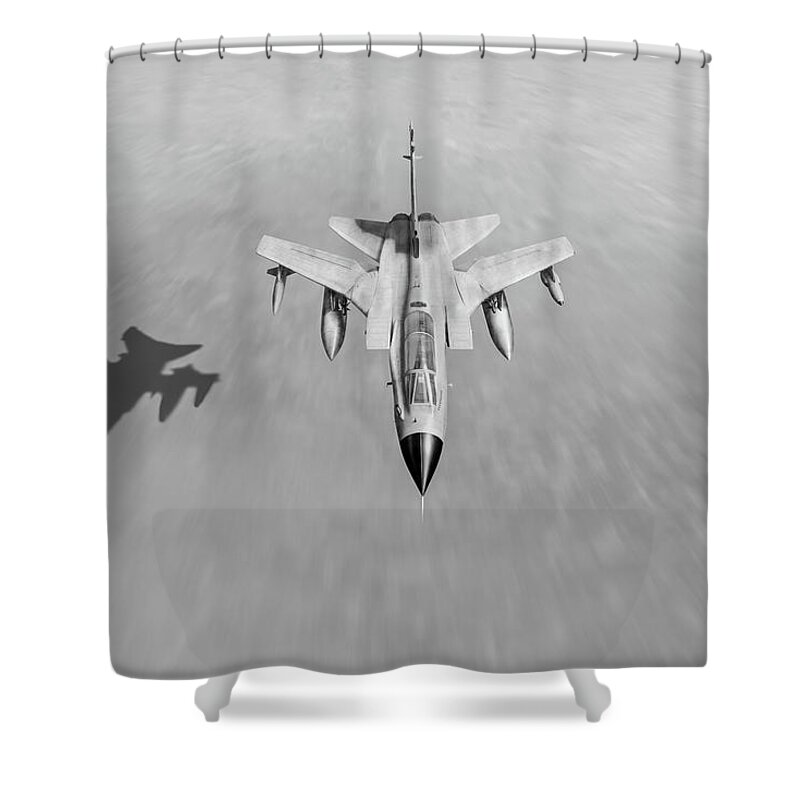 Desert Storm Shower Curtain featuring the photograph Desert Storm Tornado low level black and white version by Gary Eason