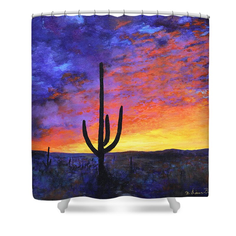 Desert Shower Curtain featuring the painting Desert Sunset 4 by M Diane Bonaparte