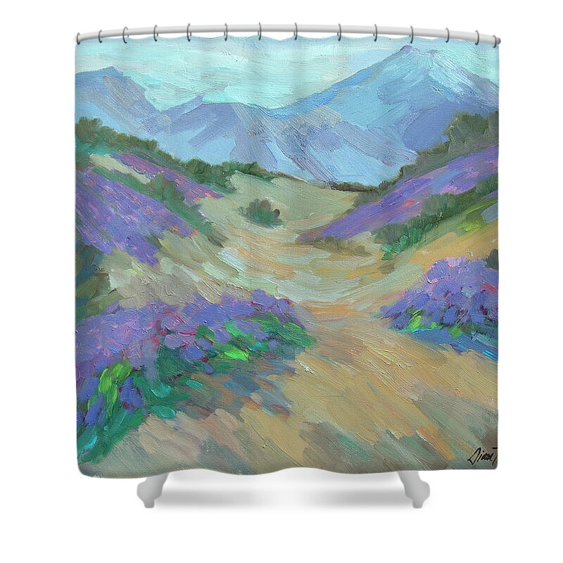 Desert Shower Curtain featuring the painting Desert Verbena by Diane McClary