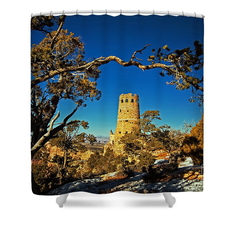 Desert View Watchtower Shower Curtain featuring the photograph Desert View Watchtower, Grand Canyon National Park, Arizona by Sam Antonio
