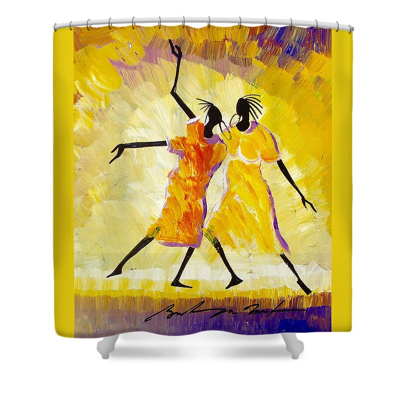 True African Art Shower Curtain featuring the painting B-121 by Martin Bulinya