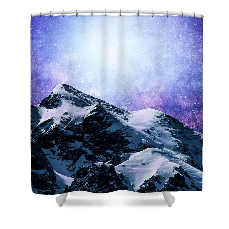 Blue Shower Curtain featuring the mixed media Design 59 by Lucie Dumas