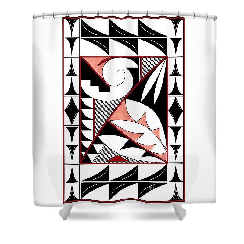 Southwest Shower Curtain featuring the digital art Southwest Collection - Design Four in Red by Tim Hightower