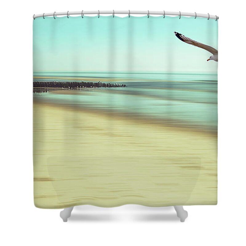 Beach Shower Curtain featuring the photograph Desire Light Vintage2 by Hannes Cmarits