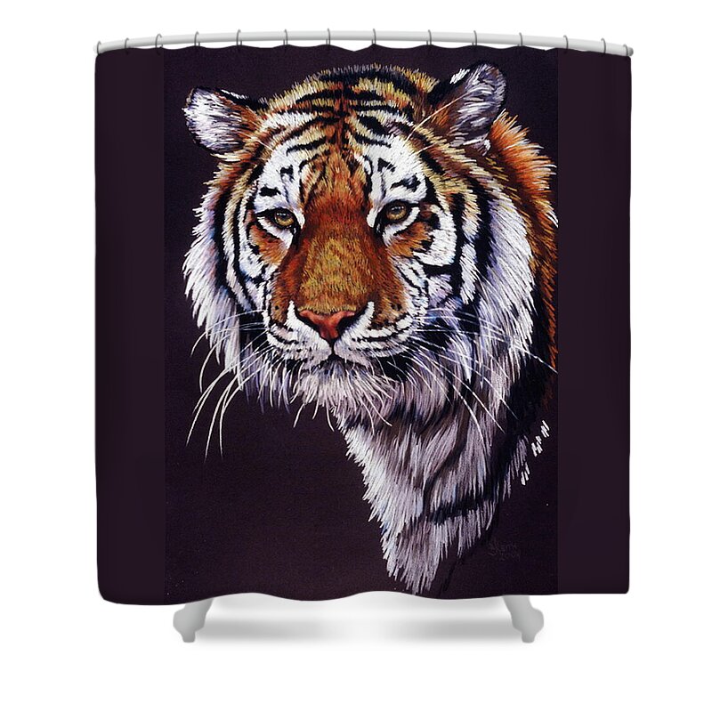 Tiger Shower Curtain featuring the drawing Desperado by Barbara Keith