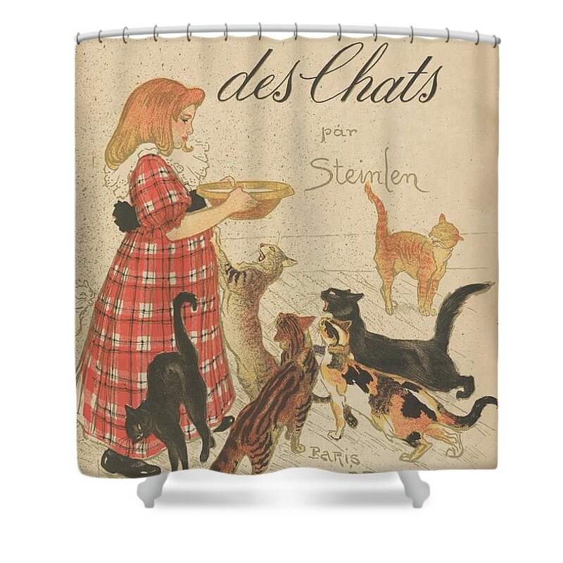 Artists' Book Des Chats Shower Curtain featuring the painting Dessins Sans Paroles by MotionAge Designs