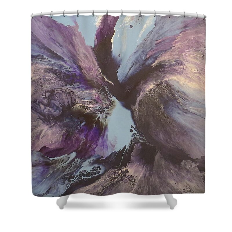 Abstract Shower Curtain featuring the painting Determination by Soraya Silvestri