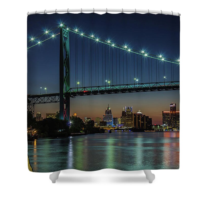 Detroit Shower Curtain featuring the photograph Detroit Riverside Sparkle by Jay Smith