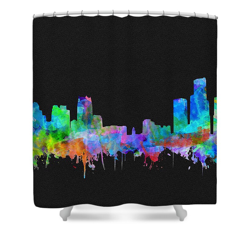 Detroit Shower Curtain featuring the painting Detroit Skyline Watercolor 3 by Bekim M
