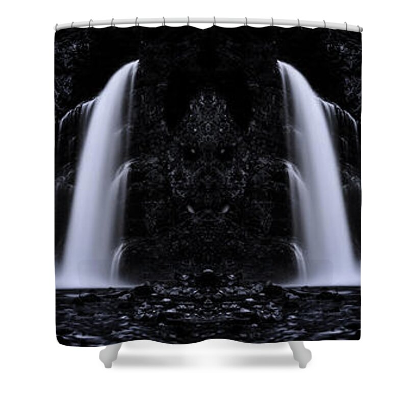 Mountain Shower Curtain featuring the digital art Devil Falls by Pelo Blanco Photo