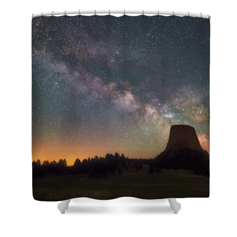 Devils Tower Shower Curtain featuring the photograph Devils Night Watch by Darren White