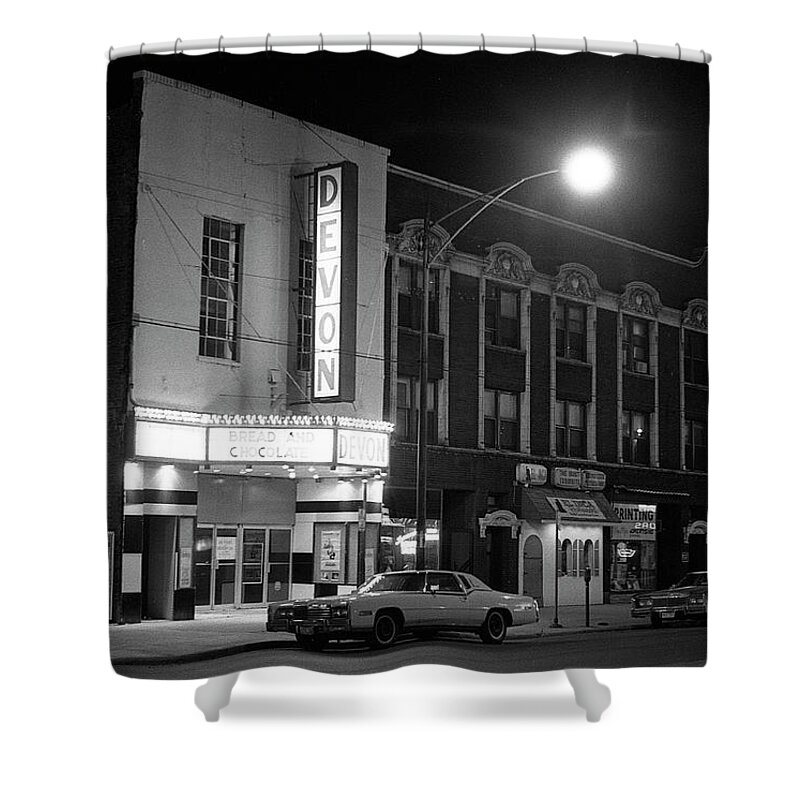 Devon Theatre Shower Curtain featuring the photograph Devon Theatre, 1979 by Jeremy Butler