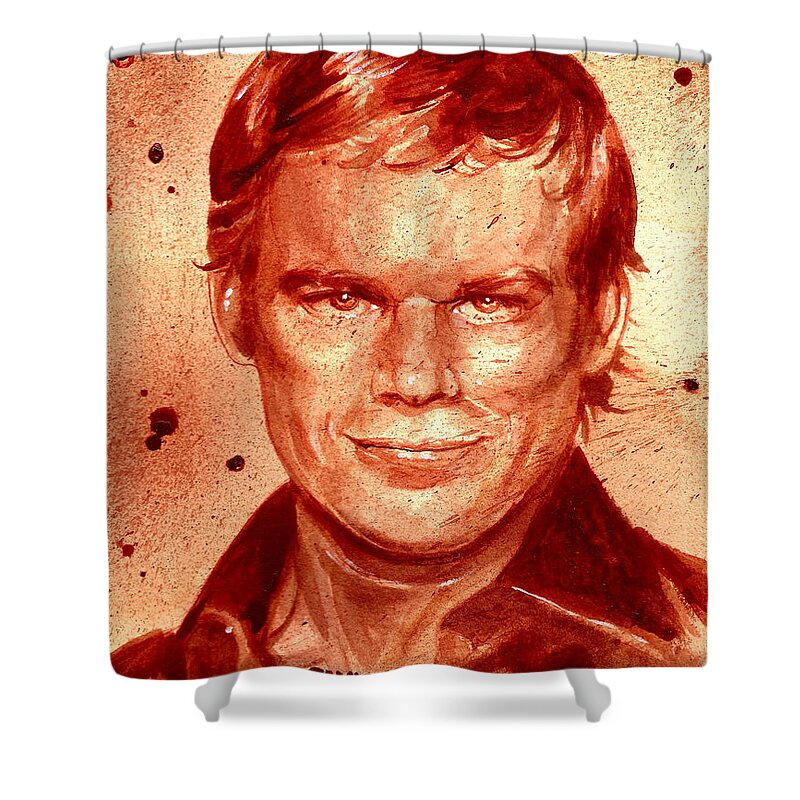 Dexter Shower Curtain featuring the painting Dexter by Ryan Almighty