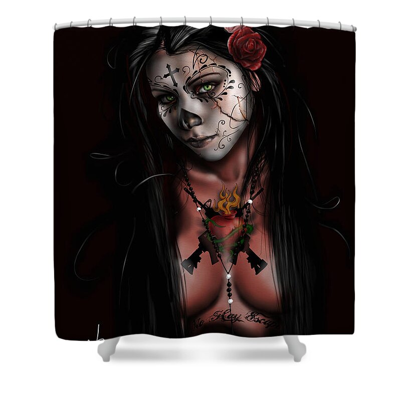 Pete Shower Curtain featuring the painting Dia De Los Muertos 3 by Pete Tapang