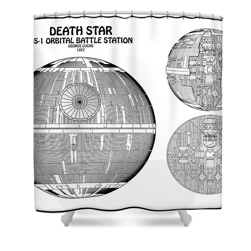 Diagram Illustration For The Death Star Ds 1 Orbital Battle Station From Star Wars Shower Curtain