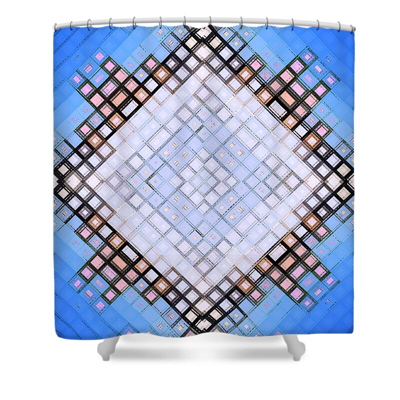 Blue Shower Curtain featuring the digital art Diamond Blues by Shawna Rowe