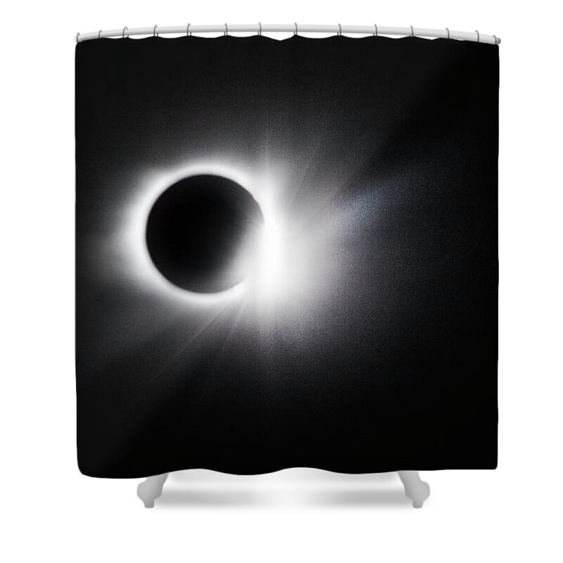 Abstract Shower Curtain featuring the photograph Diamond Ring Effect at the Full Solar Eclipse by Debra and Dave Vanderlaan