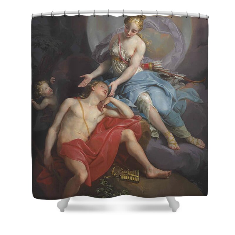 Laurent Pecheux Shower Curtain featuring the painting Diana and Endymion by Laurent Pecheux