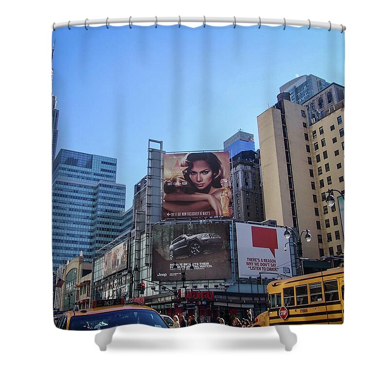 Buildings Shower Curtain featuring the photograph diEyeSpyArtNYC Midtown Stroll 8136 by DiDesigns Graphics