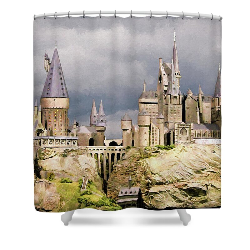 Digital Hogwarts School Shower Curtain