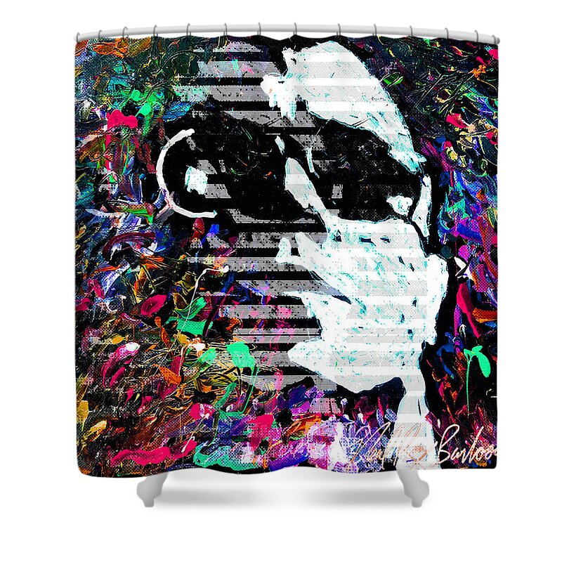 Lou Reed Shower Curtain featuring the painting digital Lou Reed by Neal Barbosa