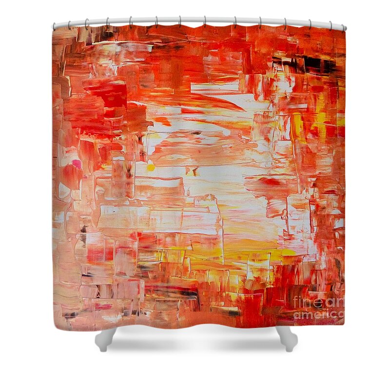 Abstract Art Shower Curtain featuring the painting Digital Sunrise by Jarek Filipowicz