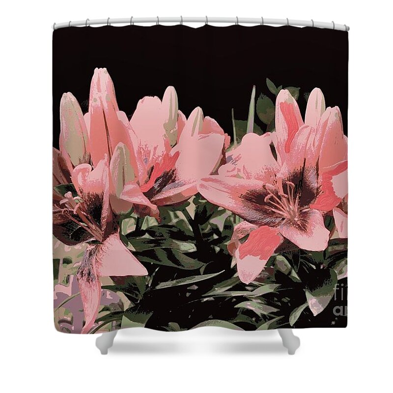 Photo Shower Curtain featuring the digital art Digitalized Lilies by Marsha Heiken