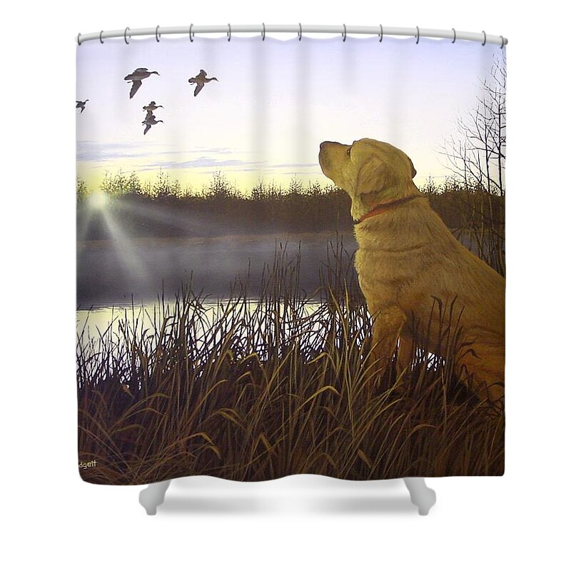 Hunting Shower Curtain featuring the painting Diligence by Anthony Padgett